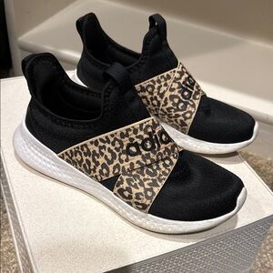 Adidas Black and Leopard Print Sneakers